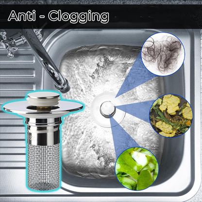 Sink Drain Strainer with Removable Stainless Steel Basket