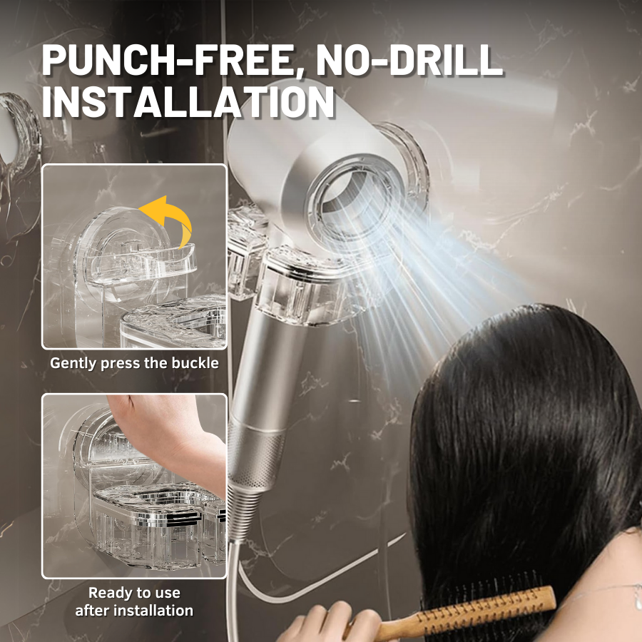 Punch-free Rotatable Hair Dryer Rack